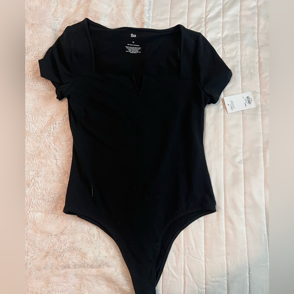 SO Black V-Neck Bodysuit